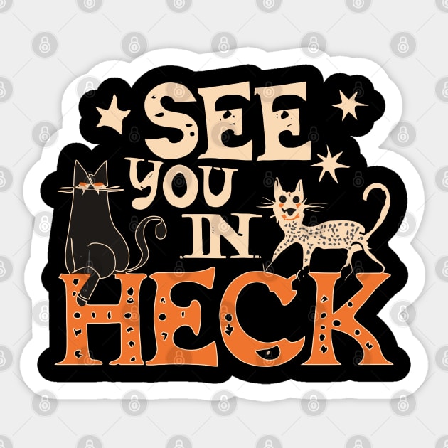 see you in heck retro halloween Sticker by Space Monkeys NFT